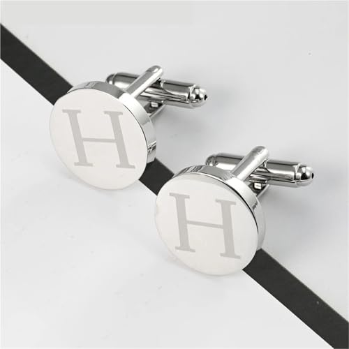 Gemelos H para puños de camisa y pasador de corbata redondo para hombre 2