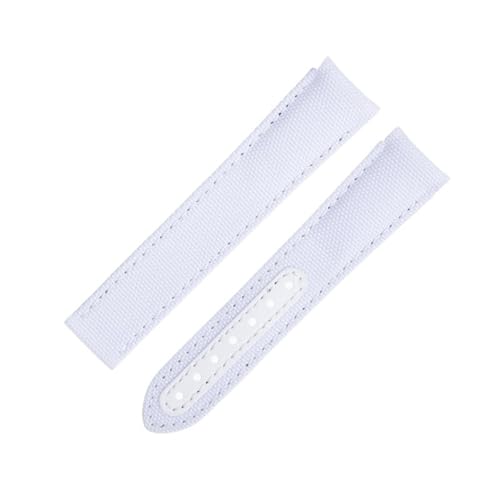 Bracelet montre Omega 20mm en nylon blanc et cuir de vachette GUMMMY