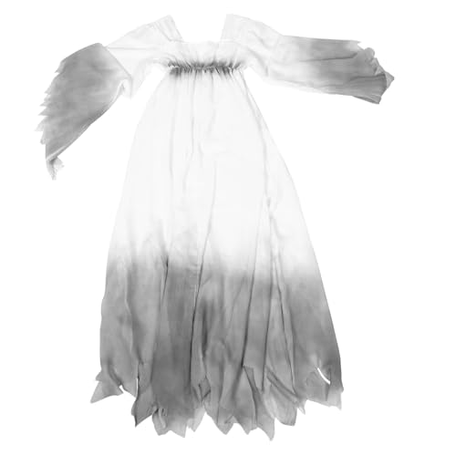 GALPADA Disfraz de Novia Fantasma Zombi para Mujer Adulta Vestido Blanco Gótico de Algodón, Diseño Único Victoriano para Halloween y Cosplay Detalles Intrincados
