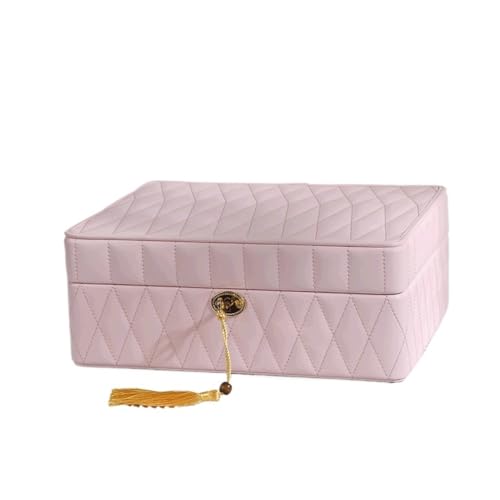 Boîte de rangement de bijoux grande capacité à serrure de 27,5 cm pour boucles d'oreilles et bagues