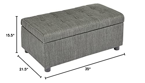 First Hill Fhw Arlos Rectangular Fabric Storage Ottoman With Tufted Design - Shadow Gray #TOP2