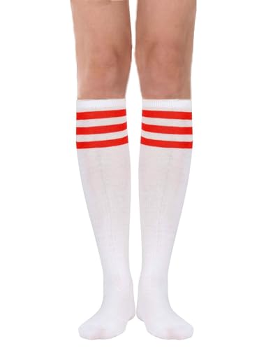Image of Women's Knee High Athletic Socks Casual Stripes Tube Socks Outdoor Sport Socks