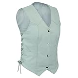 White Leather - Women motorcycle Vest Biker Club Concealed Carry (as1, alpha, s, regular, regular)