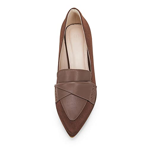 Women's Chunky Block Low Heels Pumps Stitching Retro Work Office Dress Shoes3