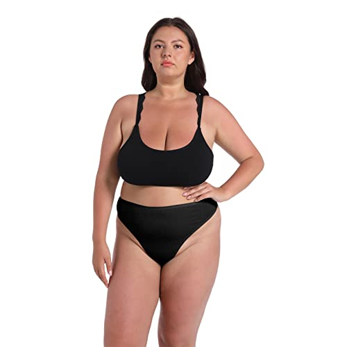 Image of High Waisted Cotton Thongs Underwear For Women Breathable Sport Athletics Panties High Rise Plus Size Multipack