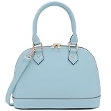 Zip-Around Saffiano Classic Dome Satchel (Light Blue)