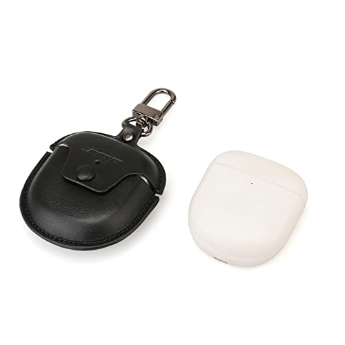 For Bose Quietcomfort Earbuds Ii Case Cover Protector Headphones Accessories Qc 2 Cowhide Leather 2022 New (Black) #TOP2