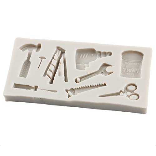 Sijiangmold Hand Tools Silicone Molds Mini Construction Tools Chocolate Fondant Molds For Cake Decorating Cupcake Topper Candy Gum Paste Polymer Clay Set Of 4 #TOP5