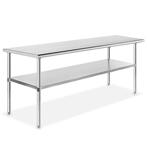 Metal Kitchen Work Table with Adjustable Table Foot Antirust Scratch Resistent Stainless Steel Work Table,30 X 60Inchs