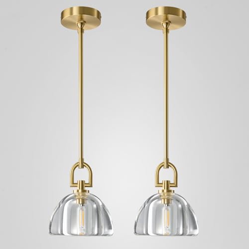 Image of Crystal Pendant Light Kitchen Island，Brass Hanging Pendants Lights