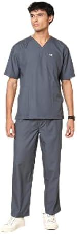 Knya Scrub Suit for Men | 5 Pocket | V Neck Top & Bottom Set | Short Sleeves | Lightweight & Breathable | Hospital Clinic & OT Wear | Medical Uniform | Scrubs for Male Doctors Nurses & Dentists
