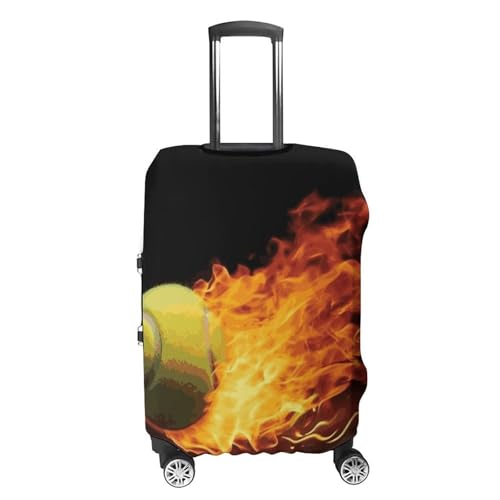 Burning Tennis Pictures Luggage Cover, Washable Elastic Suitcase Cover Protector Fit 18-32 Inch Luggage4