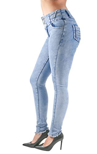 Plus/Junior Size Colombian Design Butt Lift Unfinished Hem Skinny Jeans3