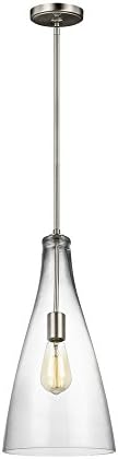 Generation Lighting 6537001-962 Transitional One Light Pendant from Seagull - Arilda Collection in Pewter, Nickel, Silver Finish,