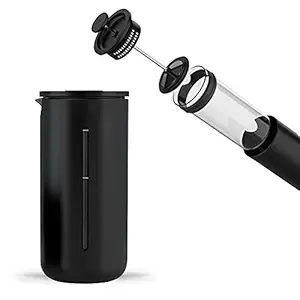 TIMEMORE French Press Coffee Maker(15OZ),Zero Sediment Screen,Shatterproof Carafe, Black (Small U)