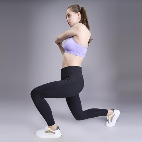 Image of HERSENSE Women's High Waisted Leggings with 2 Deep Pockets | Stretchable Activewear Tights for Gym, Yoga, Running & Workout | Comfortable Fit Black