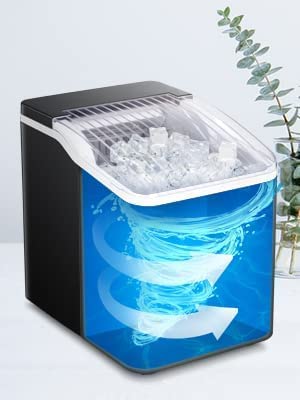 Miniatura 5 de Encimera para máquinas de hielo, encimera portátil para máquinas de hielo con cuchara de hielo y cesta de hielo, 9 cubos de bala listos en 8