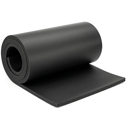 QWORK Closed Cell Sponge Foam Sheet, Non-Adhesive Black Foam Padding, 1/2" T x 17" W x 60" L Soundproof Foams Sheet, Vibration Dampening Foams, Easy to Cut