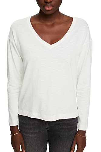 ESPRIT Damski t-shirt 013EE1K335, 110/OFF biały, XXS, 110/Off White, XXS