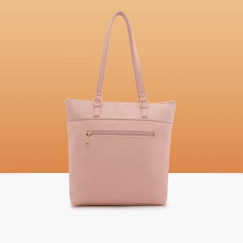 Image of Caprese Aria Tote Large Pink Shoulder Bag for Women Stylish, Spacious Design, Multi-Compartment, Durable, Comfortable Straps for Work, Travel, Shopping & Daily Use