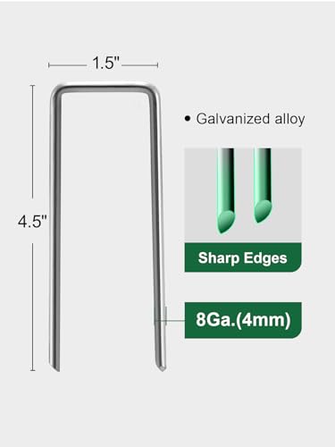 image for GROWNEER 360 Pack Galvanized Landscape Staples 4 Inch 8 Gauge Upgraded