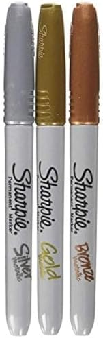 Sharpie - Fine Point Metallic Permanent Markers - Silver/Gold/Bronze (1-Pack of 3)