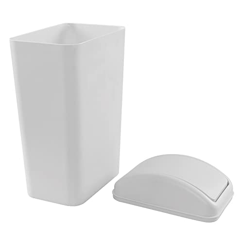 Image of Farmoon 14L /3.5 Gallon Slim Trash Can, Modern Swing Lid Waste Paper Basket | Plastic Dustbin Waste Bin, Light Grey