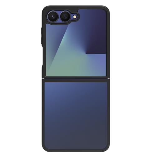 Image of RIGGEAR Shockproof Sleek Hybrid Armor Back Cover Case for Samsung Galaxy Z Flip 7 (Black TPU Bumper and Clear PC)
