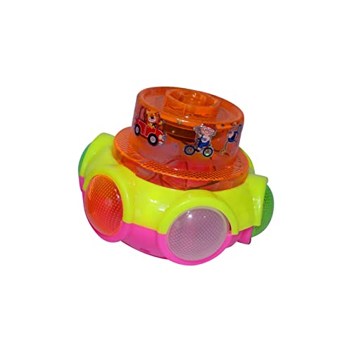 Image of Musical Cartoon Face Spinning Top Toy LED Leaser Light Lattoo Toy for Kids and Children, Pack of 1 (M2)