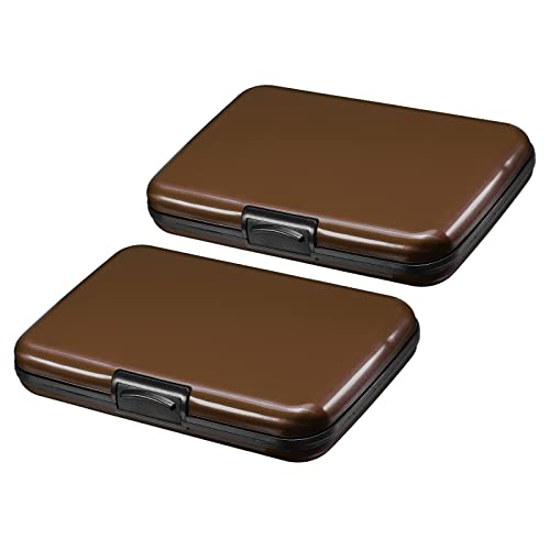 PATIKIL RFID-Aluminium-Geldbörse, Kreditkartenetui, 2 Stück, 6 Steckfächer, für Visitenkarten, Ausweis, Braun, braun Cover