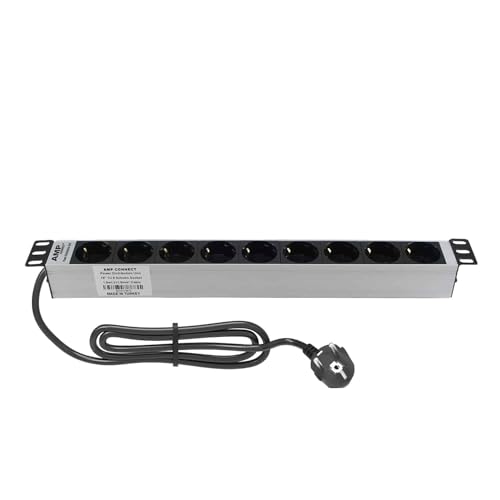 19" 1U 9 Şebeke Soketli Direkt Bağlantılı Alüminyum Kabin Prizi Pdu 16A