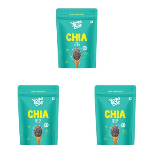 Image of Yogabar Roasted Chia Seeds Grade - Black Calcium, Iron & Zinc - Diet Food Healthy Snacks 250g (Pack of 3)