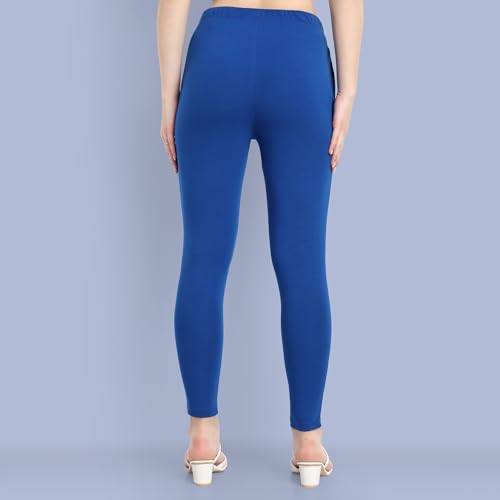 Image of ONE SKY Women Ankle Length Leggings | Premium Cotton Modal Spandex Blend | High Waist Stretchable & Bio-Washed Fabric | Colour-Lock | Ethnic Leggings for Women