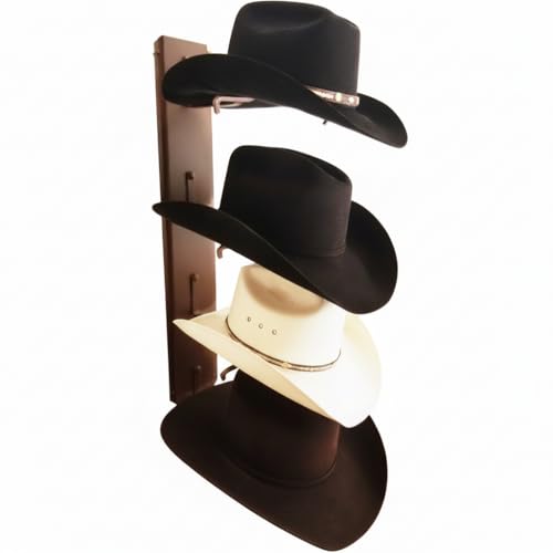 Mark Christopher Collection American Made 4 Hat Cowboy Hat Rack – Crown Up Wall Mounted Hat Holder Rust Steel