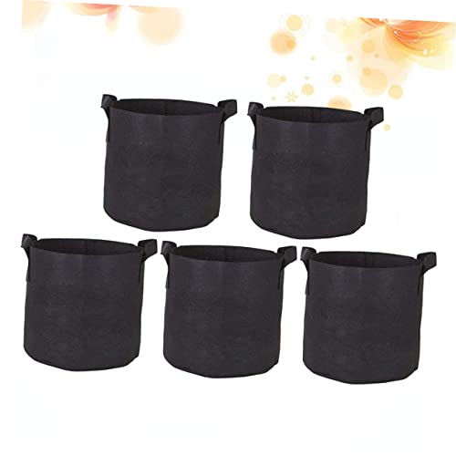 BESPORTBLE 5Pcs Planting Bags Felt Fabric Grow Pots for Vegetables Easy Transplantation Garden Bags with Double Handles Durable Non Woven Cultivation Supplies Black - Image 4