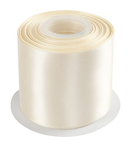 Joycrosso 75mm Double Faced Satin Ribbon 22 Meters-Roll Set for Chair Sash Gift Wrapping Party Favor Home Decoration Craft Supplies, Ivory - Image 2