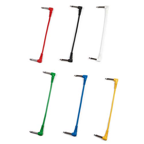 ZYC Guitar Pedal Cords Classic Series Instrument Effects Cable with Right Angle Plug -----6 pack 8.5 inch/22cm