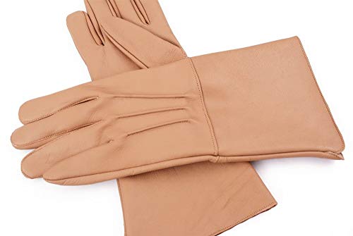 Swiftwears Medieval Gauntlet Leather Cosplay Gloves Long Arm Cuff (Small, Light Tan)