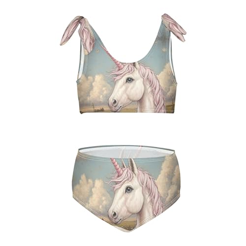 Unicorn in Pink Tub Flower Girls Bikini Sets 2 Piece Swimsuits Bathing Suit Swimwear