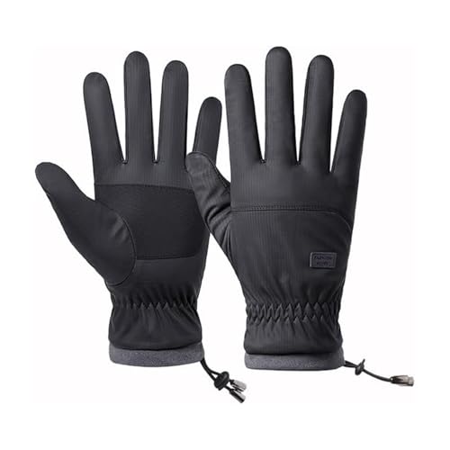ZEMINRI Guanti Moto Invernali Uomo e Donna Neri Impermeabili Guanti Riscaldato in Pile Antiscivolo Touchscreen Mtb Moto Bici Motocross Antifreddo Antivento per Corsa Sci Alpinismo Ciclismo (Neri)
