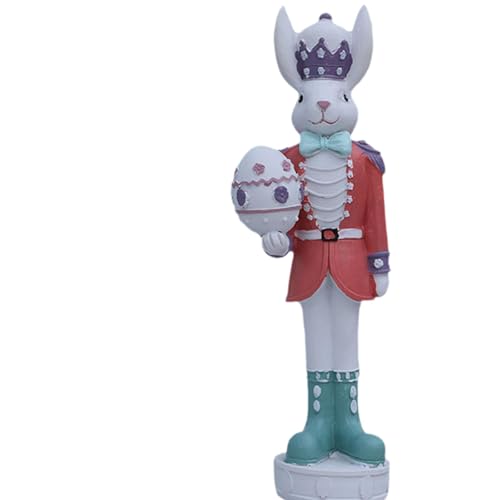 Figurine lapin de Pâques rouge en résine pour table - 3
