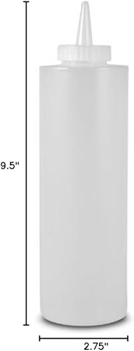 Miniatura 2 de 24 onzas Botella grande transparente para apretar, para condimentos, con tapa, a rosca, de plástico polietileno durable, de estilo cena, Transparente
