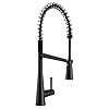 Moen sleek matte black one handle high arc pulldown kitchen faucet modern spring kitchen sink faucet with power boost pull down sprayer head for faster clean 5925bl  urban country home decor