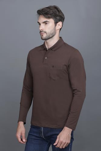 Image of Polo Full Sleeve t Shirt for Men Cotton with Pocket and Collar - Regular Fit Tshirt