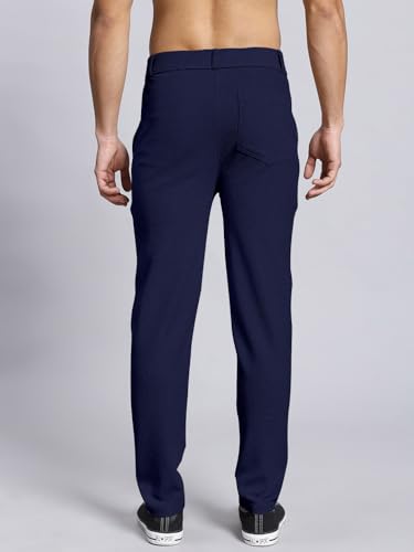 Image of VALLEY Casual Textured Slim Fit Trousers, Side Pockets