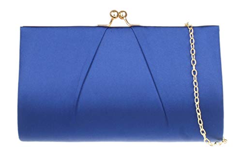 Pochette bleu marine pour femme avec fermoir à boule chic