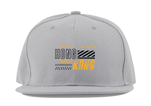 Casquette baseball Hong Kong unisexe en coton à visière plate noire