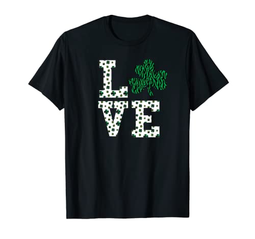 Camiseta del Día de San Patricio Shamrock Pattys Cheetah Print Love Camiseta