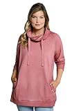 Ulla Popken Damen große Größen Übergrößen Plus Size Sweatshirt, Cold Dyed, Stehkragen, Taschen, Langarm rosequartz 50+ 802166535-50+