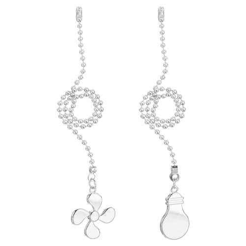 PATIKIL Set di Catene Ventilatore Soffitto da 13 Pollici, 2Pz Catene Sfera con Ornamento Estensore Lampadina Decorativa Cavo Ventilatore Soffitto, Colore Argento